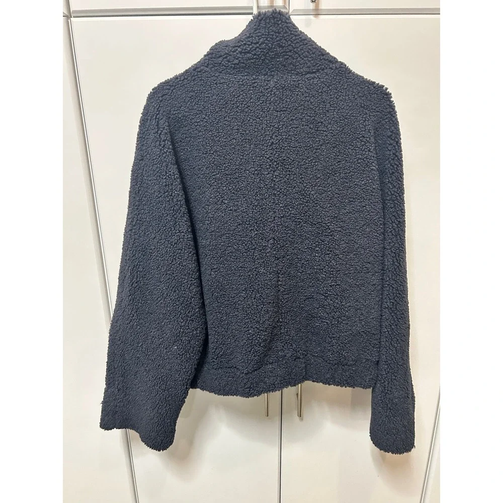 We The Free Free People Teddy Fleece Jacket Charcoal Grey‎ Sherpa Asymmetrical M